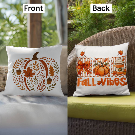 Fall Vibes Pumpkin Pillow – Double-Sided Autumn Throw Cushion